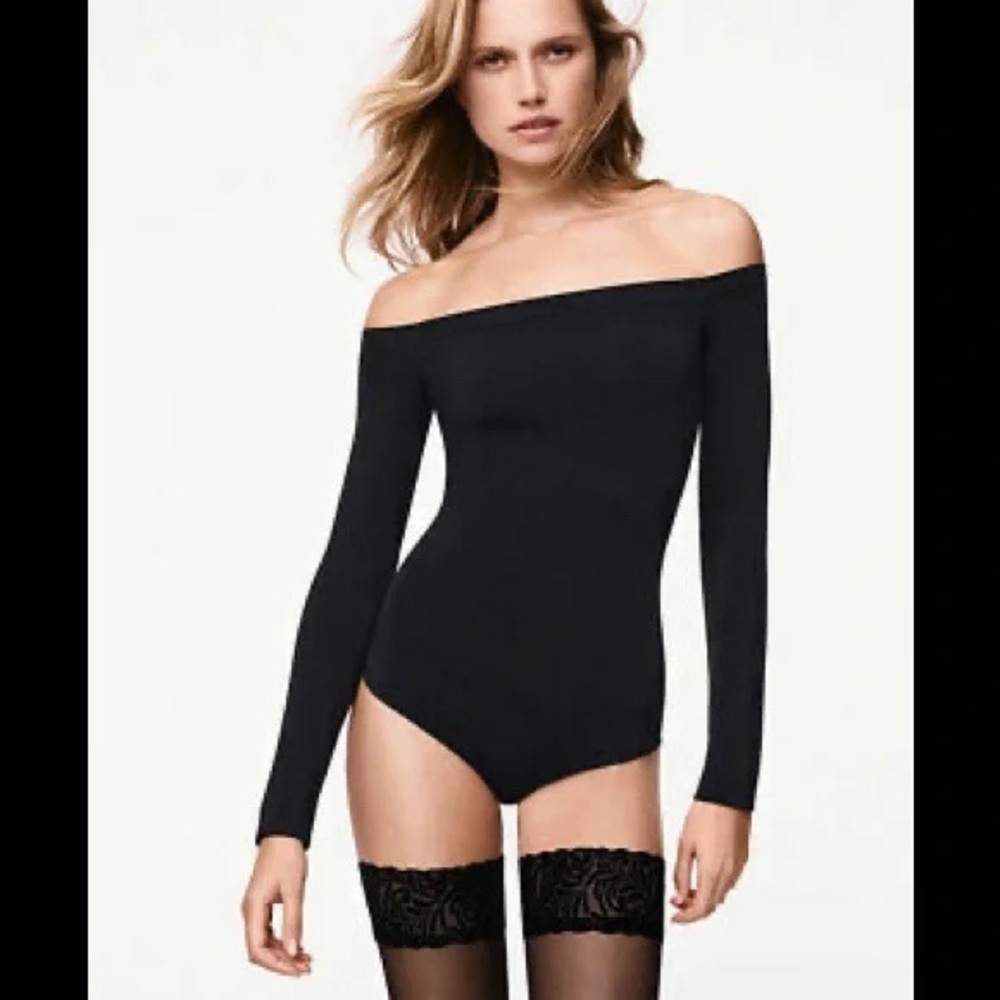 Wolford women’s black off the shoulder bodysuit